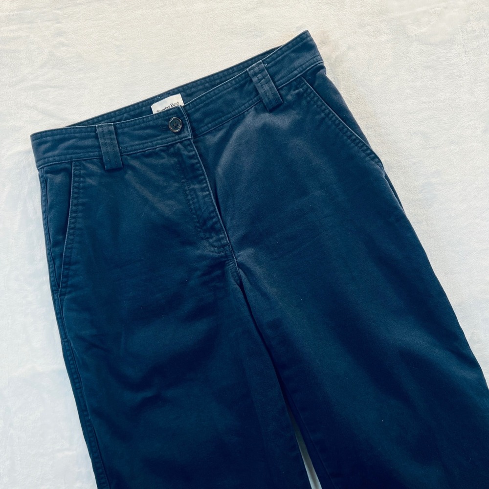Sunday Best Aritzia Navy Blue Organic Cotton Straight Leg Trousers Size 2